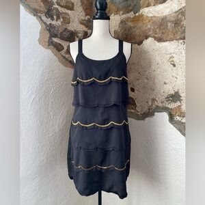 Lauren Conrad Black Scalloped Edge Dress With Gold Beading Size 8